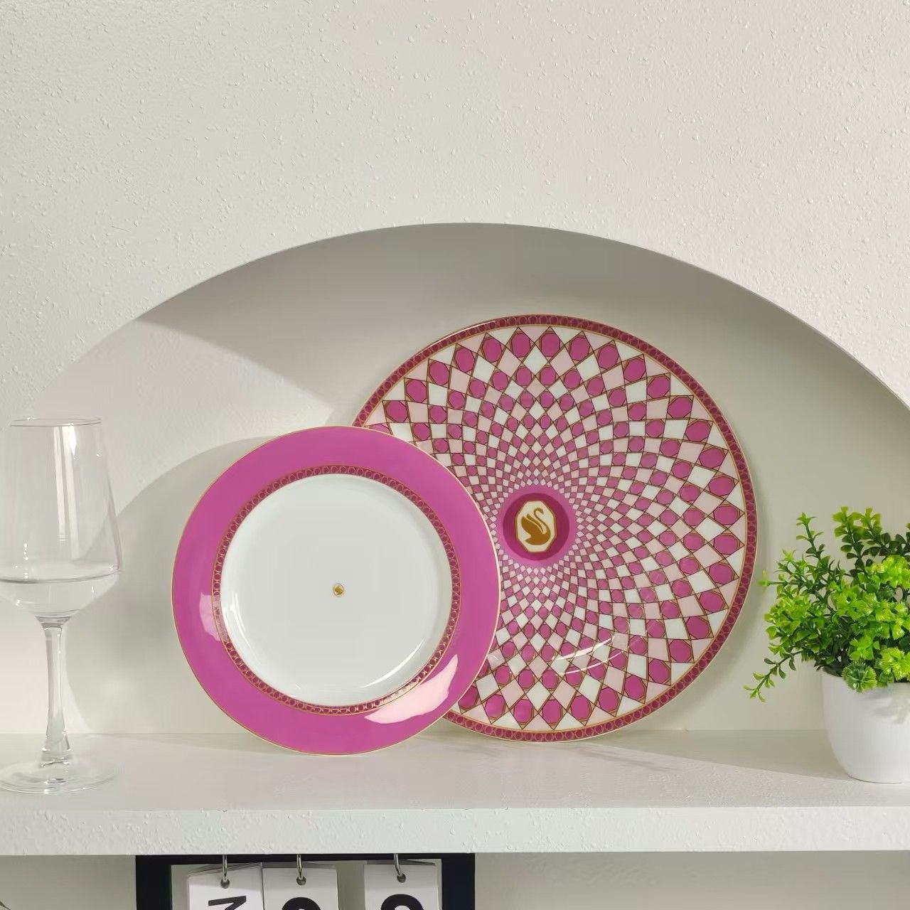Swarovski Plates set of two pink plates - Swarovski Plates | Buy Online in UAE